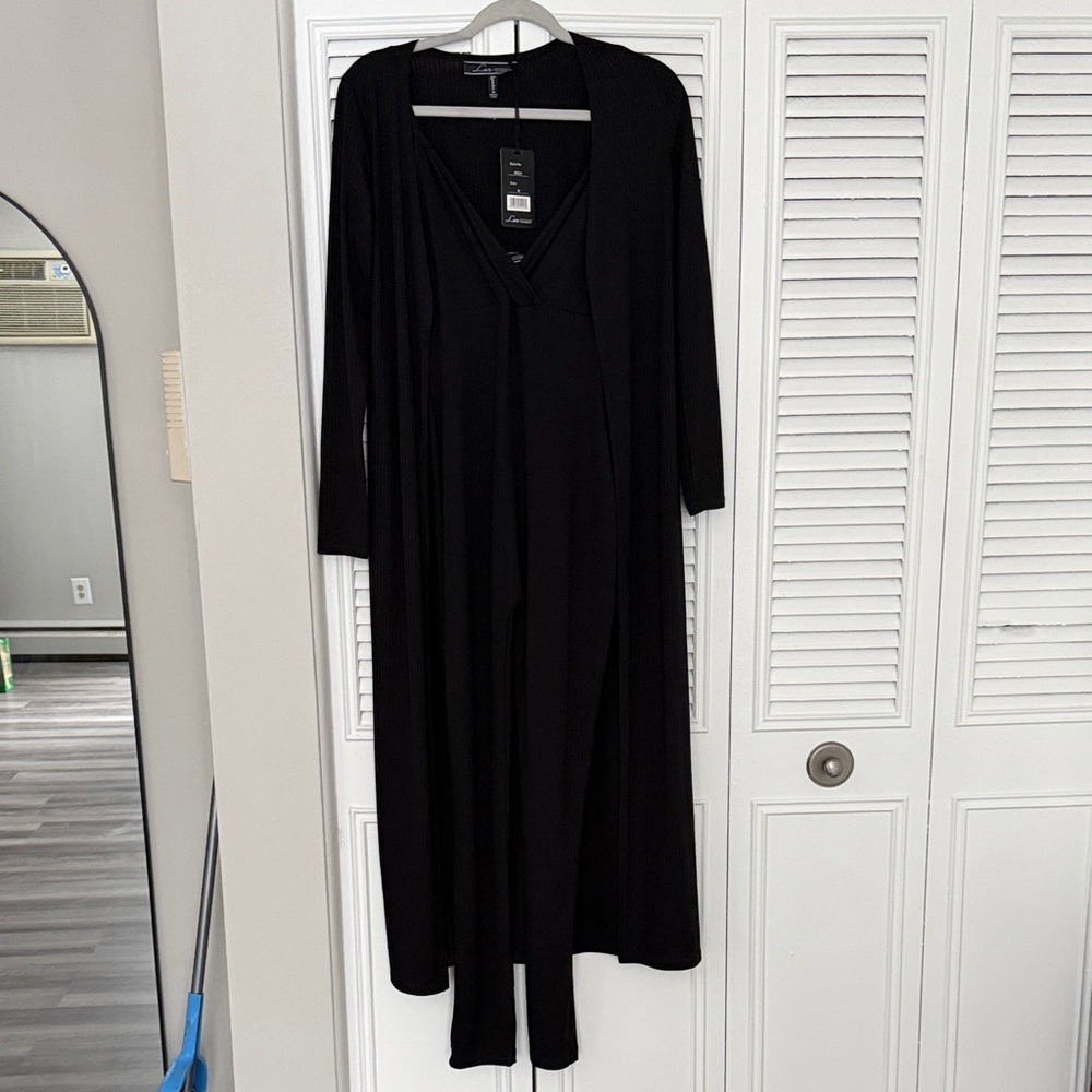 Black jumpsuit and cardigan set